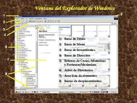 Descripción de la ventana del Explorador de Windows